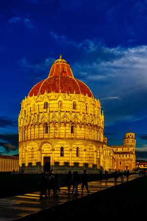 Cathedral, Baptistery and Leaning Tower Piazza dei Miracoli in Pizaの写真素材