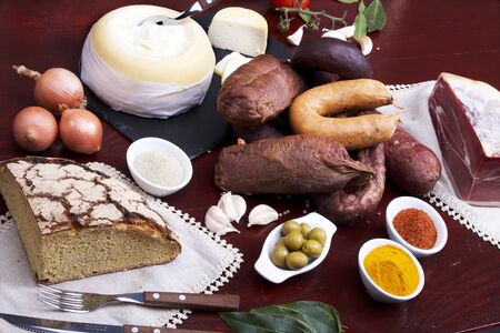 Sausages mix in a Portuguese traditional ambientの写真素材