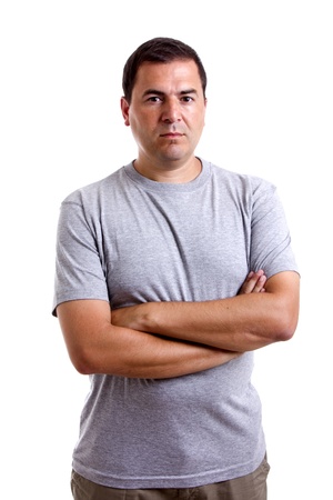 young casual man portrait in a white background の写真素材