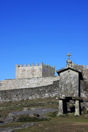 Typical stone corn driers, called Espigueiros in Lindoso, north of Portugal  のeditorial素材