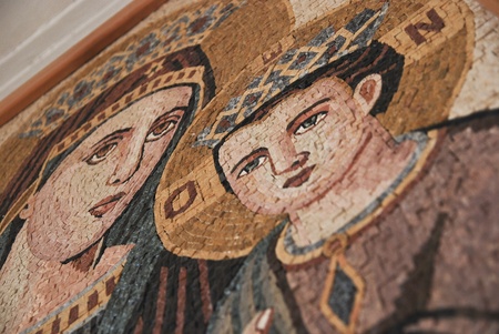 Mosaic of Mary and Jesusの写真素材