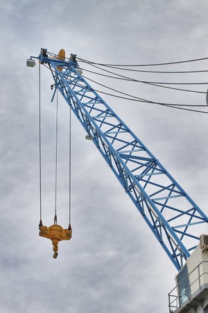 Blue crane in a construction siteの写真素材