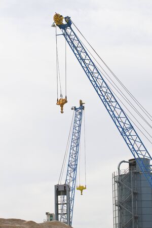 Blue crane in a construction siteの写真素材