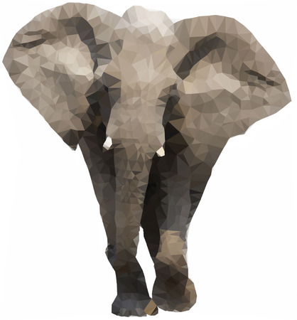 Low Polygonal Elephant in popular style made of triangle shapesの写真素材