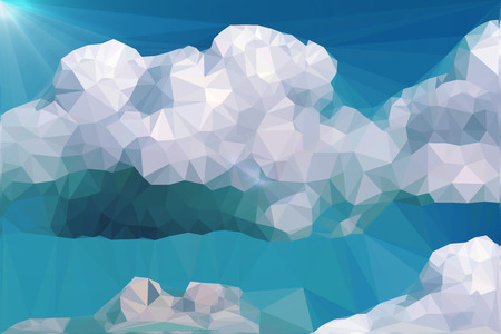 Clouds and Mountains Polygon Styleの写真素材