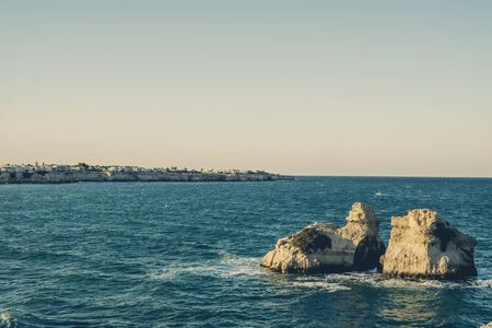 Sea view of Melendugno, Salento, Puglia, Italyの写真素材