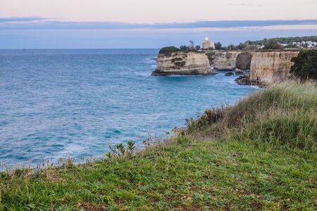 Sea view of Melendugno, Salento, Puglia, Italyの写真素材