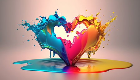 Colorful splashes of water. 3d render, 3d illustration.の素材