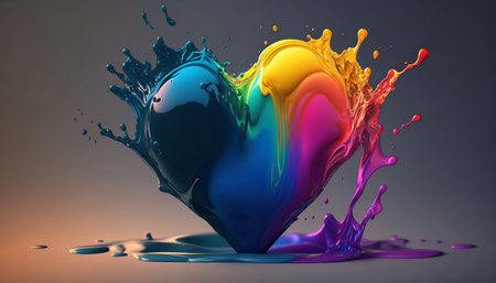 Colorful splashes of water on black background. 3d renderの素材