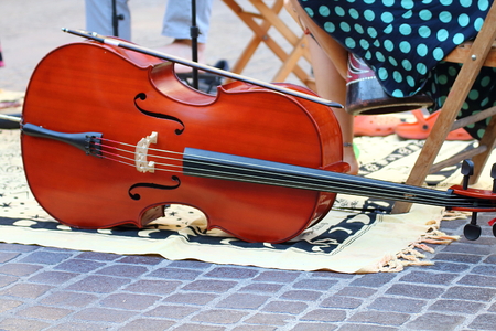 Music in the street, artists and musicians united in the love of the show.の写真素材