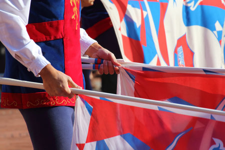competitions of the flag wavers and the parade of the districts