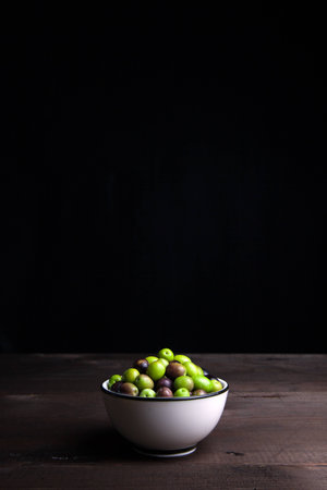 olives and olive oilの写真素材