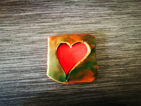 the red heart on the wood