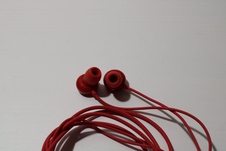 Red Headphones on white background