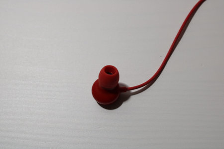 Red Headphones on white background