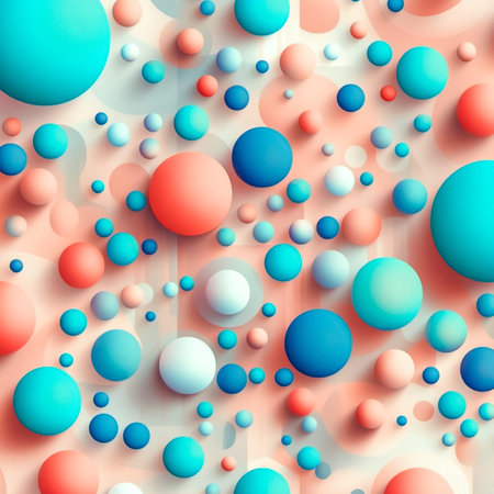 An Enchanting Collection of Abstract Colorful Spheres in Soft, Dreamy Pastel Shadesの写真素材