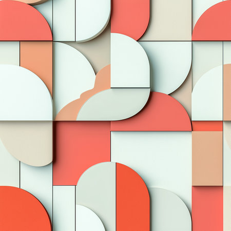 An Abstract Geometric Pattern that features Soft Colors combined with various Shapesの写真素材