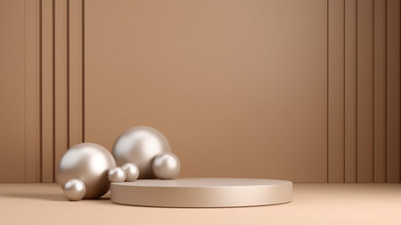 3d rendering of brown podium or pedestal for product presentation.の素材