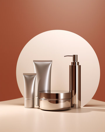 3d rendering of brown podium or pedestal for product presentation.の素材