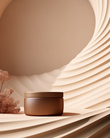 3d rendering of brown podium or pedestal for product presentation.の素材