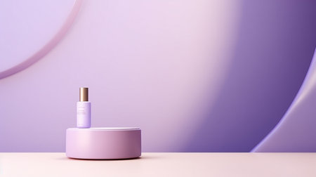 Cosmetic product display podium on purple background. 3D rendering.の素材