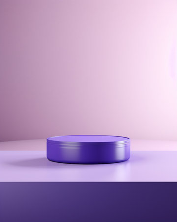 3d render of purple podium on violet background. Minimal product display concept.の素材