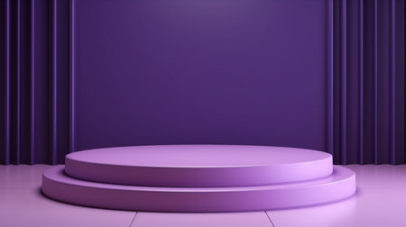 3d rendering of purple podium background for product presentation and mockupの素材