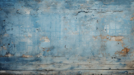 Old blue grunge wall texture. Abstract background, empty template.の素材