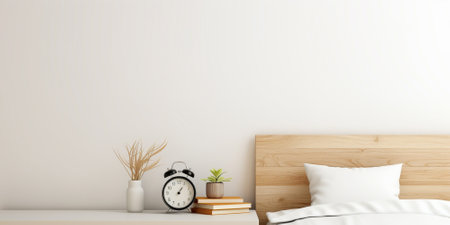 Mock up wall in the bedroom, 3d render, 3d illustrationの素材