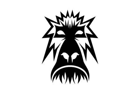 Gorilla face. Gorilla head. Gorilla logo. Simple flat of gorilla headのイラスト素材