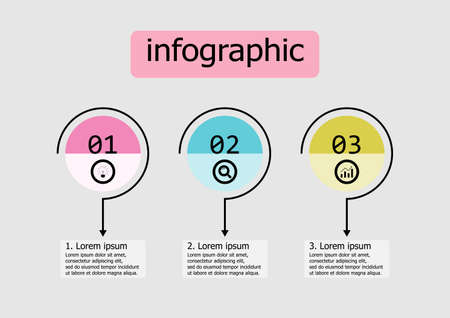 Infographic vector design template for illustration. Presentation business infographic template with 3 options. Creative concept for infographic. You can editable stroke and use business step options.のイラスト素材