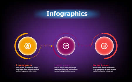 Infographic vector design template for illustration. Presentation business infographic template with 3 options. Creative concept for infographic 3 elements circle. Use layout, diagram, banner, websiteのイラスト素材