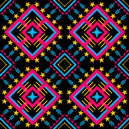 Geometric ethnic oriental pattern traditional. Pattern design, star leaves seamless ethnic. Use for...
