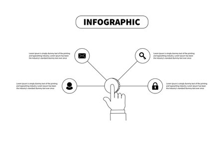 Design an infographic connection business with 4 options. Outline planning presents a template vector with four steps. Creative concept workflow layout, diagram, business step options, banner, and webのイラスト素材