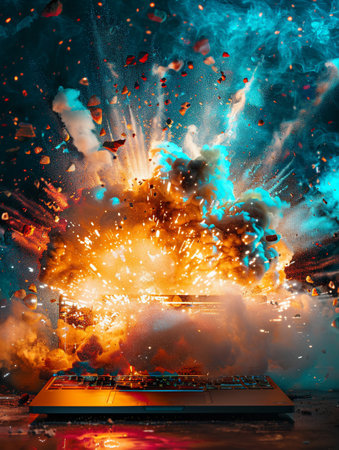 A computer like dynamite, bursting with bolt fast capabilities, ignites productivityの素材