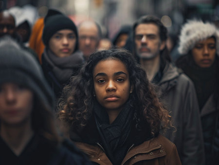 From varied backgrounds, individuals come together, forming a diverse and inclusive communityの素材