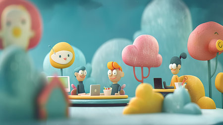 Collaborative platforms enhancing productivity, diverse remote team strategizing online, dynamic setupの素材