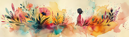 Modern online art exhibition with vibrant digital installations, interactive virtual tours, and sleek navigationの素材