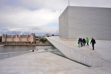 Oslo Opera House with neighbor contrast, Oslo, Norwayのeditorial素材