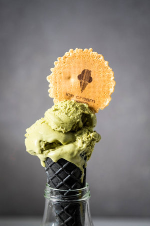 ice cream pistachio waffle