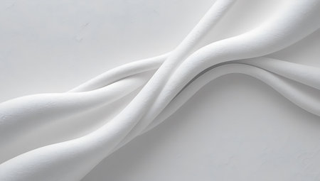 White fabric on a white background. 3d rendering, 3d illustration.の素材