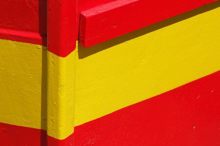 a piece from a boat, colors in red-yellow-red. the colors from the flagg from spainの写真素材