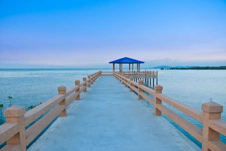 Water and Jetty in evening.の写真素材