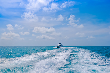 Boat running on sea.の写真素材