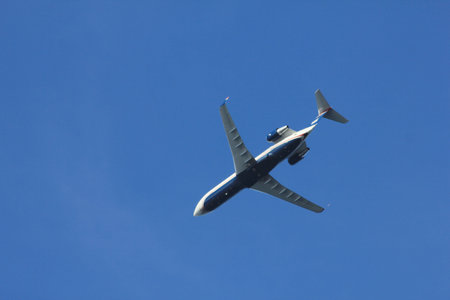 Low angle view of a small airliner