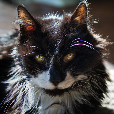 Close up of older cat laying in the sun