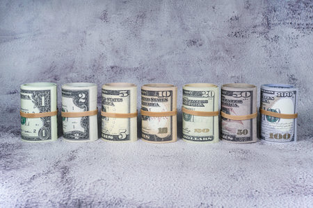 Rolls of fake or prop US paper currency