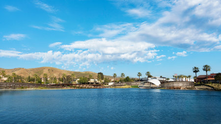 Scenic view of Dos Lagos in Corona Californiaの写真素材