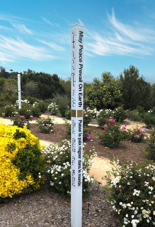 Temecula, CA, USA- July 3, 2024: A view of the Peace Garden at the Rose Haven Heritage Gardenの写真素材