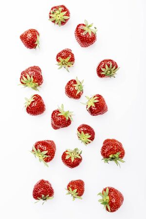 Strawberries on white isolatedの写真素材